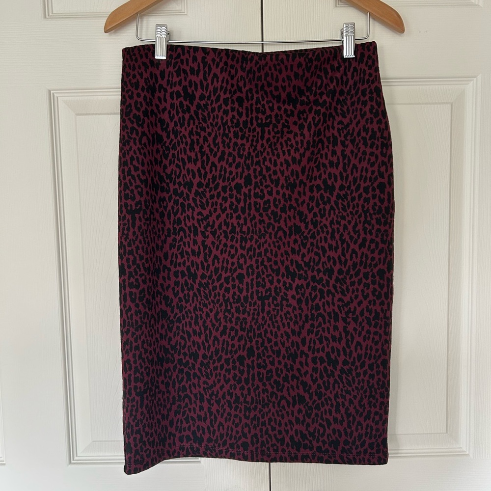 George Red and Black Animal Print Pencil Skirt